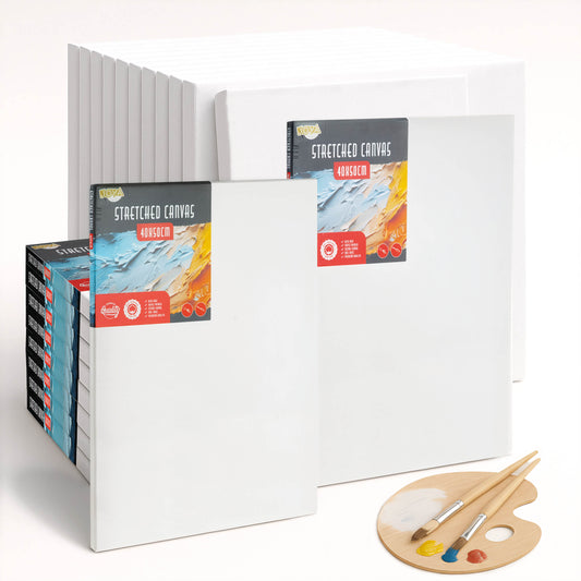 Joya Creative Lienzos para pintar 40x50 cm – Set de 12 lienzos de 100% algodón para pintura acrílica, pintura al óleo y técnicas de pintura