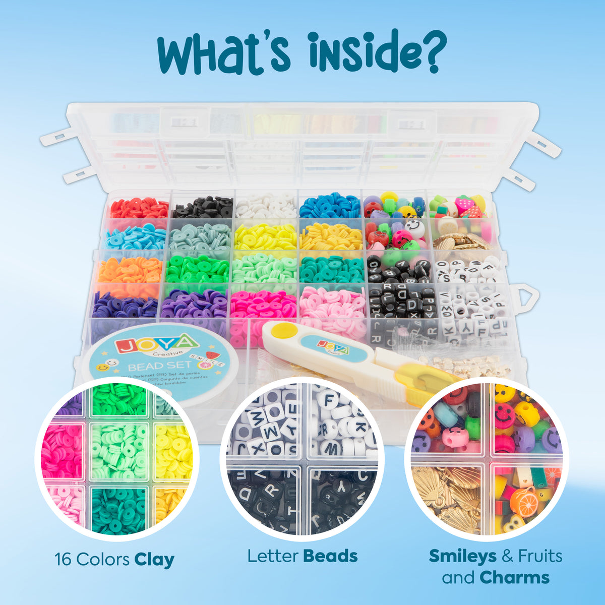 Joya Creative Jewellery Making Kit 4550+ Pieces – Bracelet Making for Girls with Katsuki Beads, Alphabet Beads, Smileys, Charms, Fruit Beads & Unicorn Charms