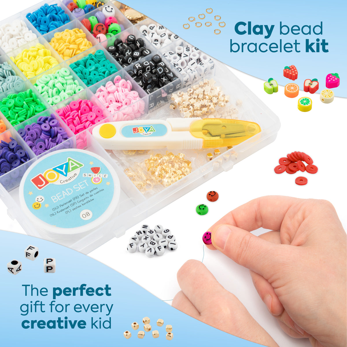 Joya Creative Jewellery Making Kit 4550+ Pieces – Bracelet Making for Girls with Katsuki Beads, Alphabet Beads, Smileys, Charms, Fruit Beads & Unicorn Charms