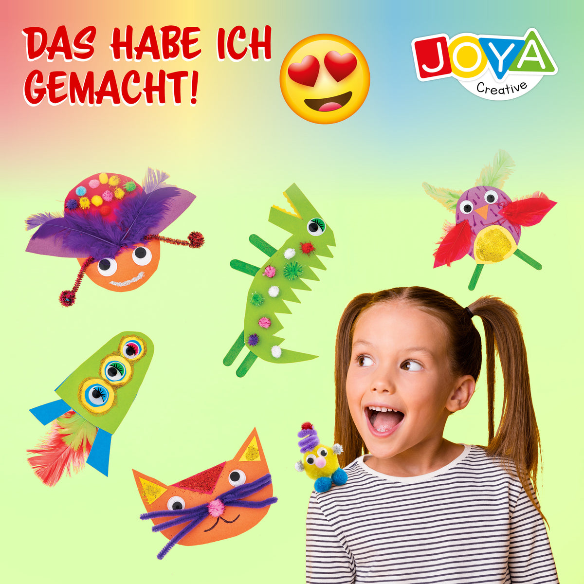 Joya Creative Bastelkoffer 1000 Teile – Komplettes Bastelset für Kinder mit Bastelmaterialien im Aufbewahrungskoffer