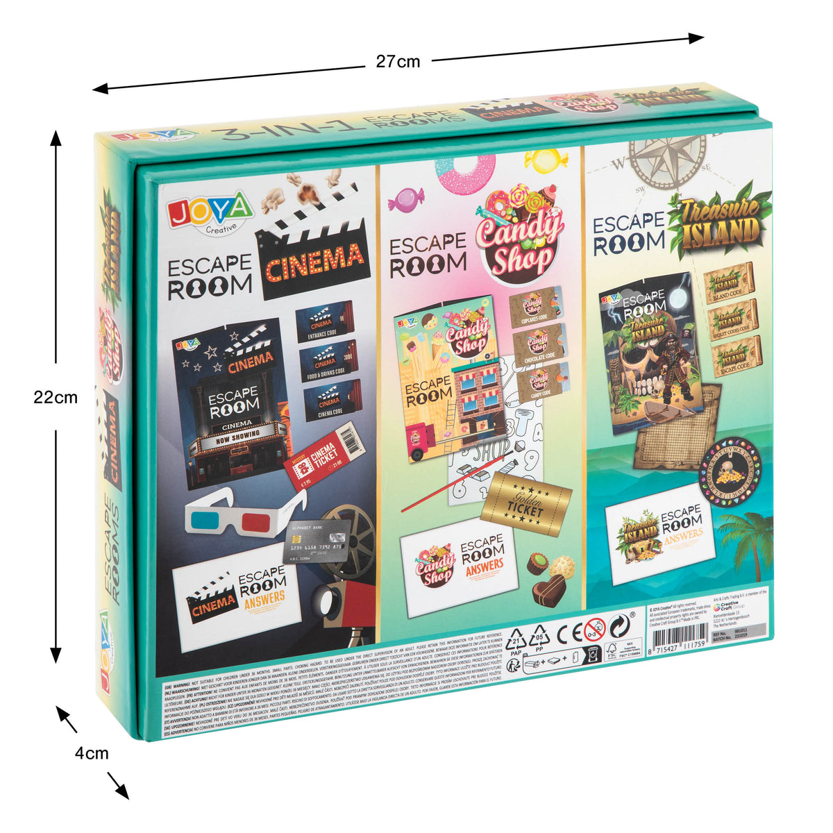 Joya Creative 3-in-1 Escape Room Game – Board Game with Brain Teasers and Puzzles for the Whole Family