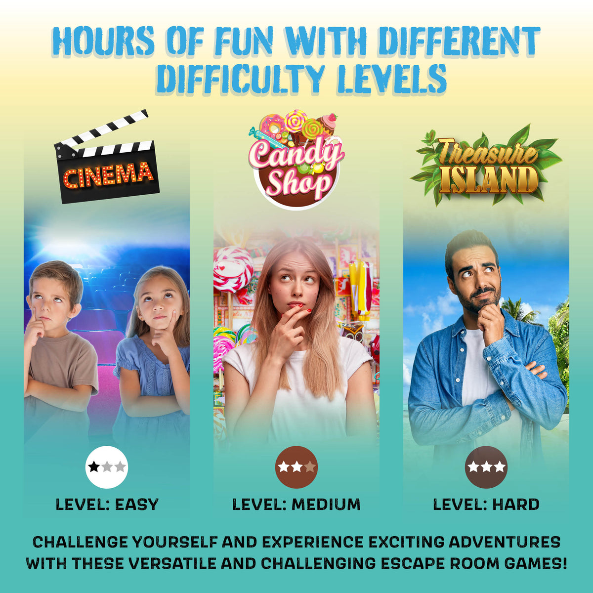Joya Creative 3-in-1 Escape Room Game – Board Game with Brain Teasers and Puzzles for the Whole Family