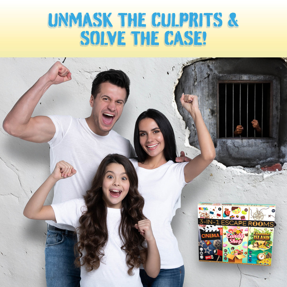 Joya Creative 3-in-1 Escape Room Game – Board Game with Brain Teasers and Puzzles for the Whole Family