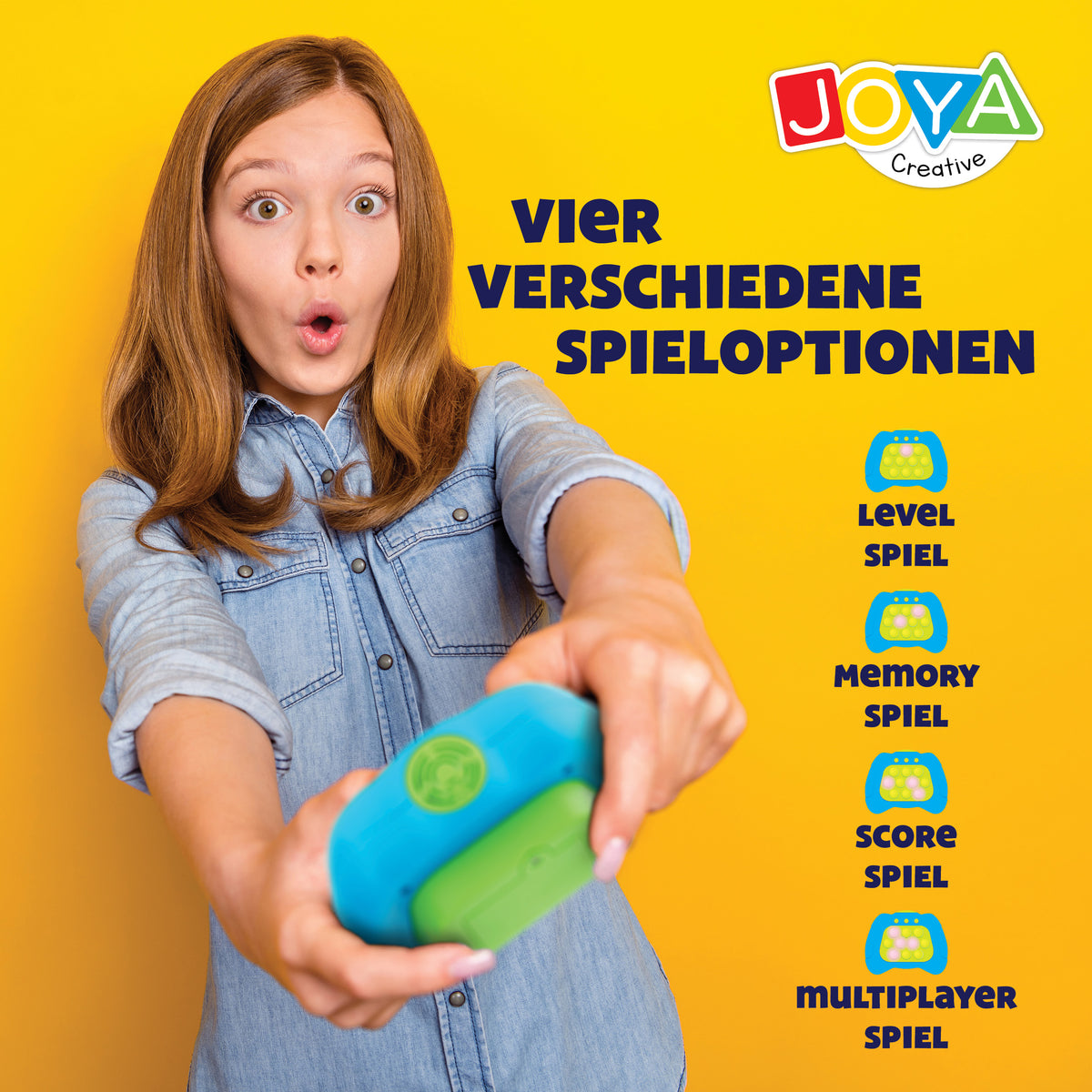 Joya Creative Pop It Spiel Controller – Quick Push Fidget Game mit Licht und Sound für Kinder