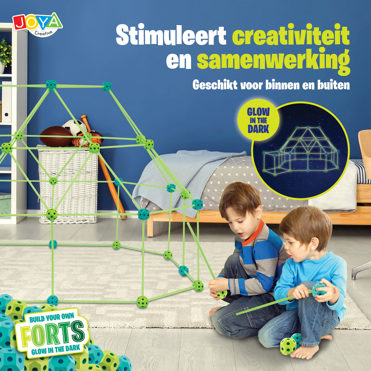 Joya Creative Creative Forts Glow in the Dark 130 Delig – Bouw Je Eigen Fort en Speeltent voor Kinderen