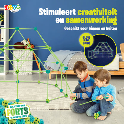 Joya Creative Creative Forts Glow in the Dark 130 Delig – Bouw Je Eigen Fort en Speeltent voor Kinderen