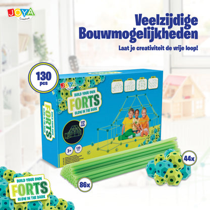 Joya Creative Creative Forts Glow in the Dark 130 Delig – Bouw Je Eigen Fort en Speeltent voor Kinderen