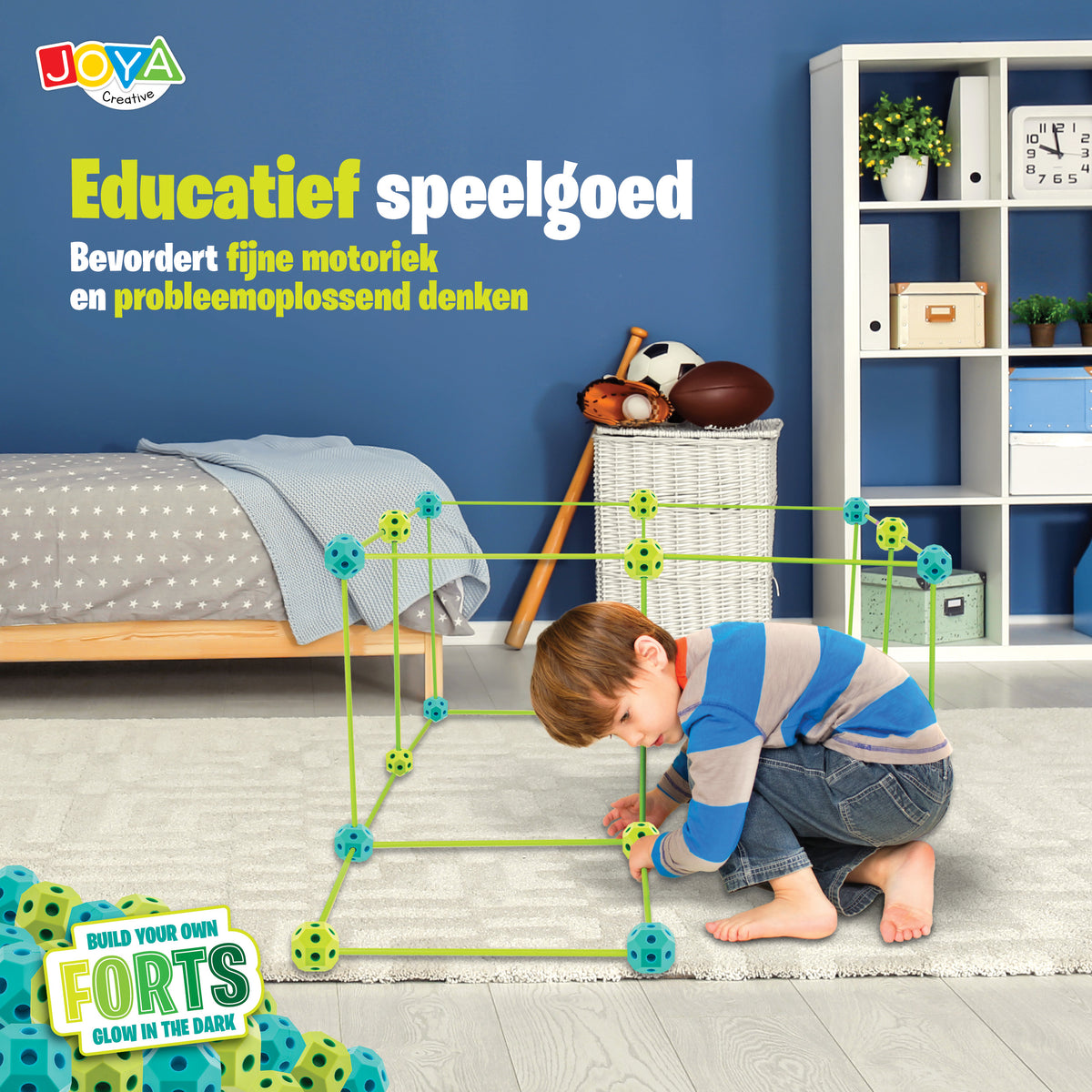 Joya Creative Creative Forts Glow in the Dark 130 Delig – Bouw Je Eigen Fort en Speeltent voor Kinderen