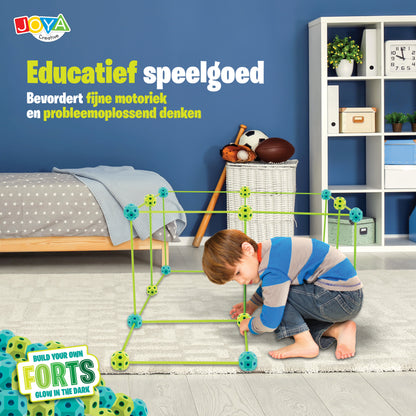 Joya Creative Creative Forts Glow in the Dark 130 Delig – Bouw Je Eigen Fort en Speeltent voor Kinderen
