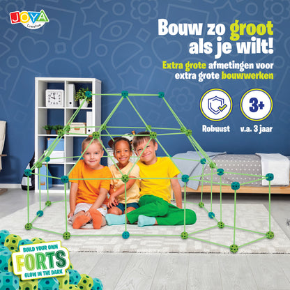 Joya Creative Creative Forts Glow in the Dark 130 Delig – Bouw Je Eigen Fort en Speeltent voor Kinderen