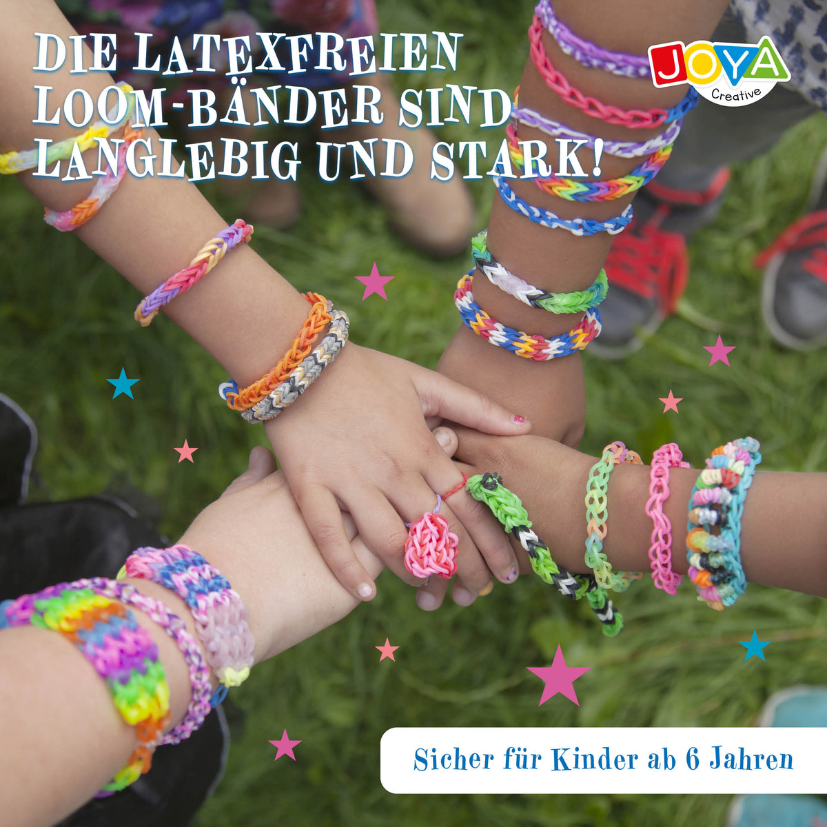 Joya Kreativ Loom Bänder Set 6000 Teile – Starter-Set zum Armbänder Knüpfen mit Loom, Charms & Zubehör