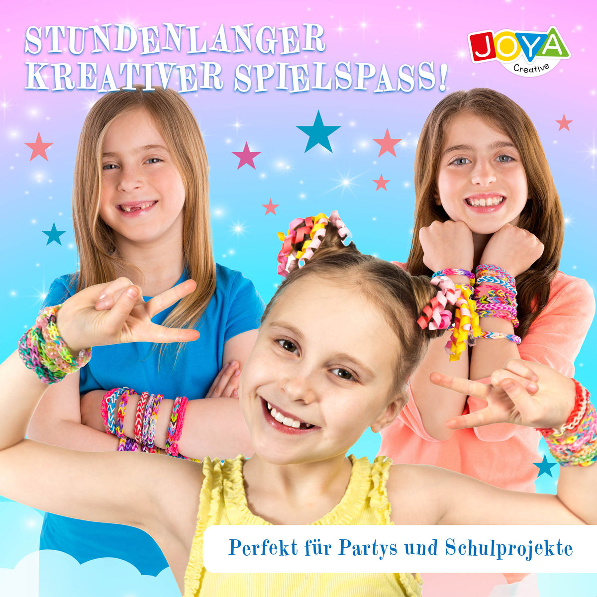 Joya Kreativ Loom Bänder Set 6000 Teile – Starter-Set zum Armbänder Knüpfen mit Loom, Charms & Zubehör