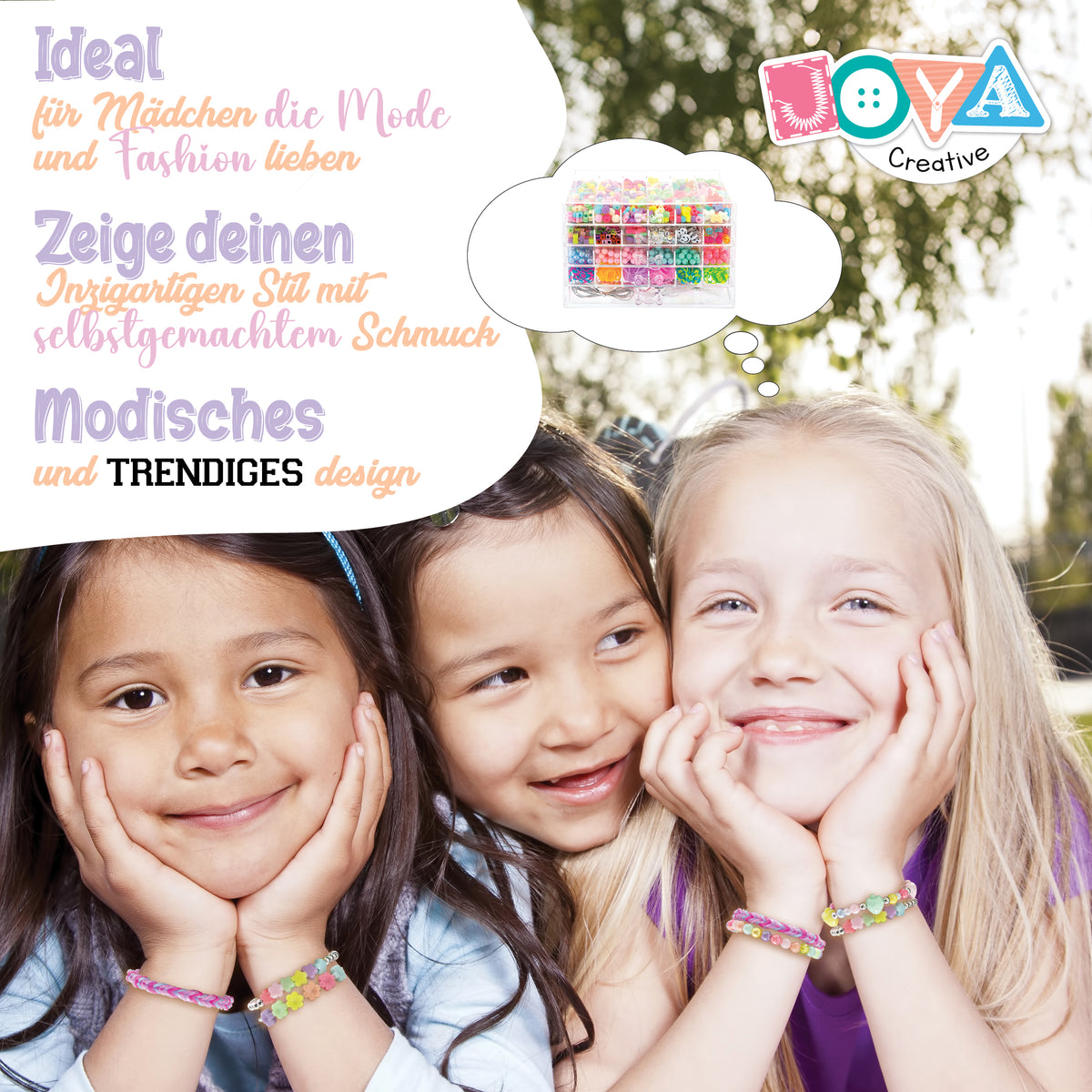 Joya Creative Mega Schmuck Bastelset 3000+ Teile – Perlset mit Buchstabenperlen, Perlen & Loom-Bändern für Mädchen