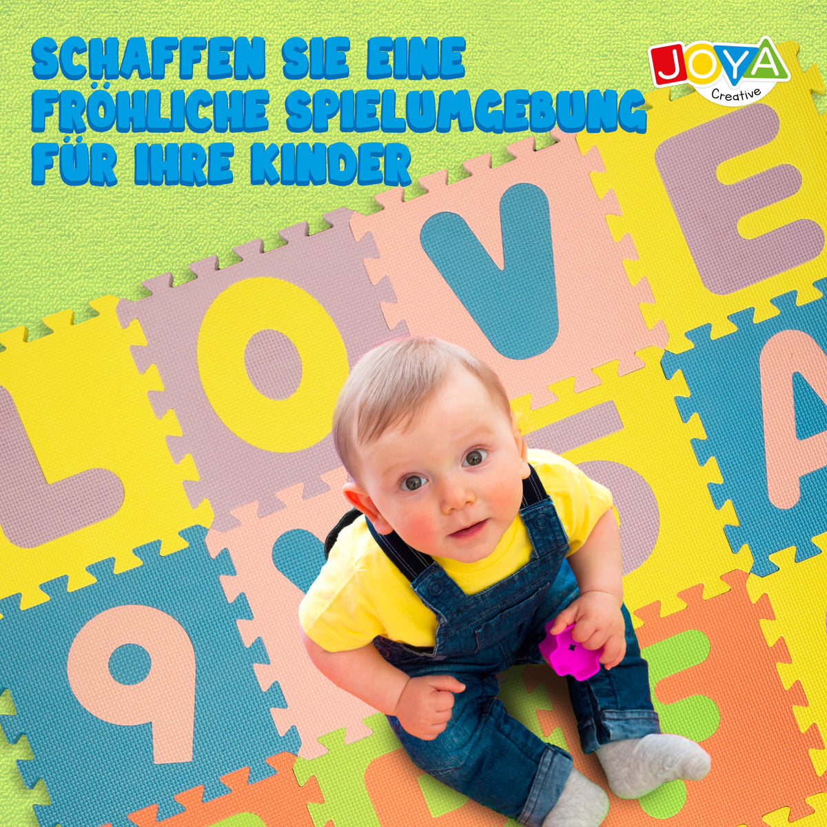 Joya Creative Spielmatte XL 180x180 cm – 86-teilige Puzzlematte aus EVA-Schaumstoff für Babys und Kinder