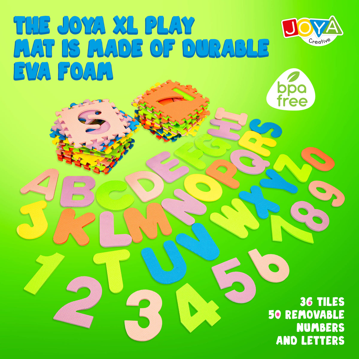 Joya Creative Play Mat XL 180x180 cm – 86-Piece EVA Foam Puzzle Mat for Babies and Children