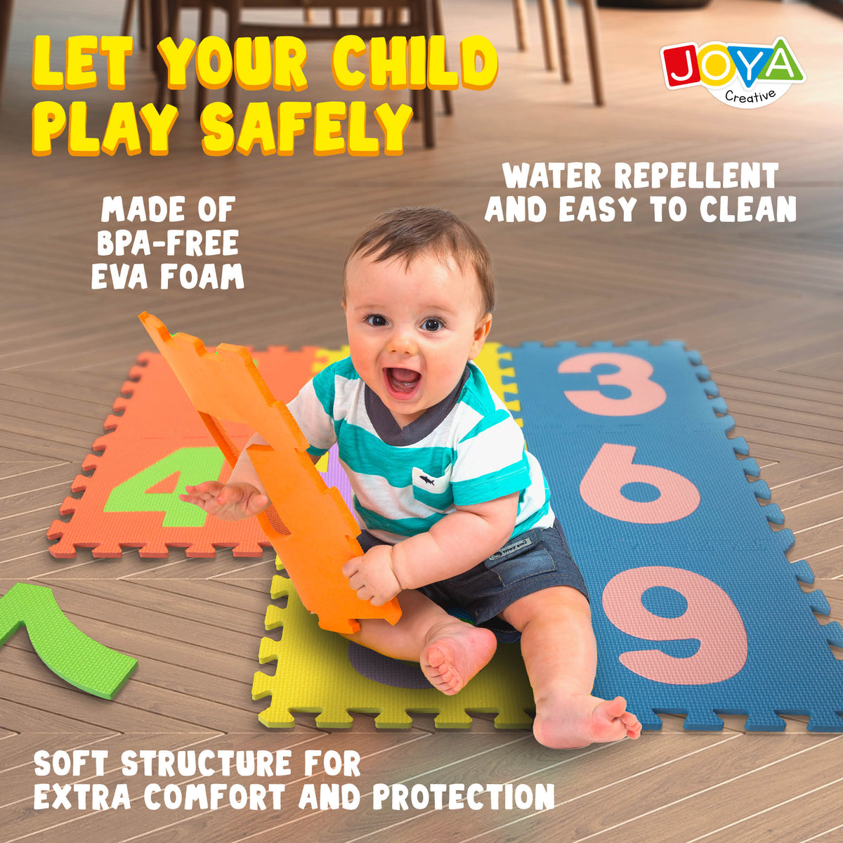 Joya Creative Play Mat XL 180x180 cm – 86-Piece EVA Foam Puzzle Mat for Babies and Children