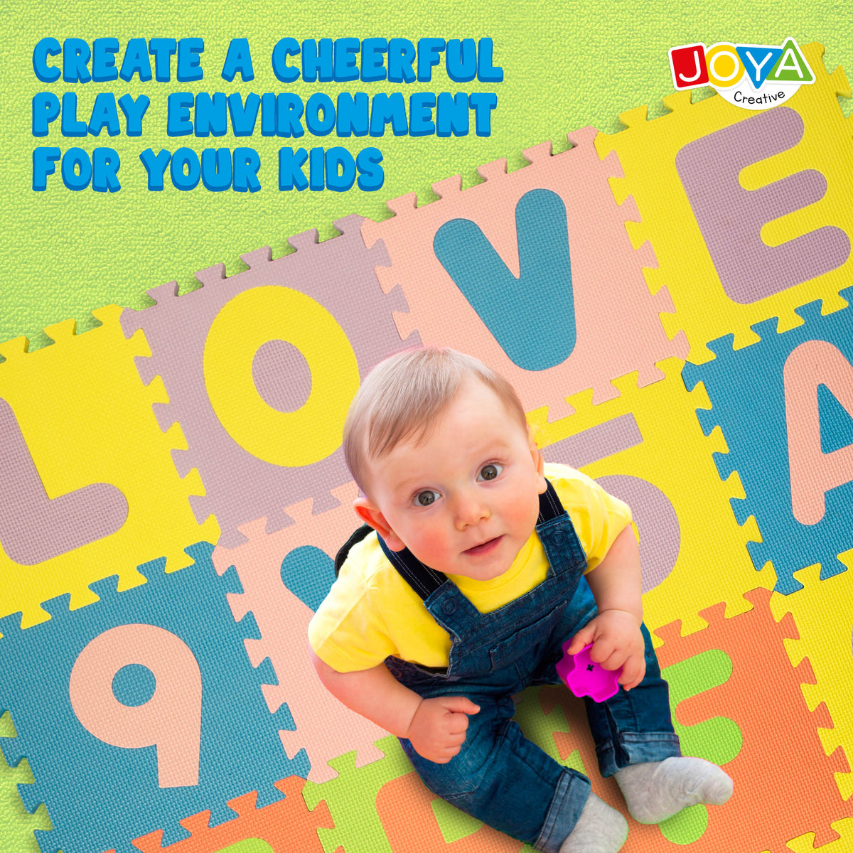 Joya Creative Play Mat XL 180x180 cm – 86-Piece EVA Foam Puzzle Mat for Babies and Children