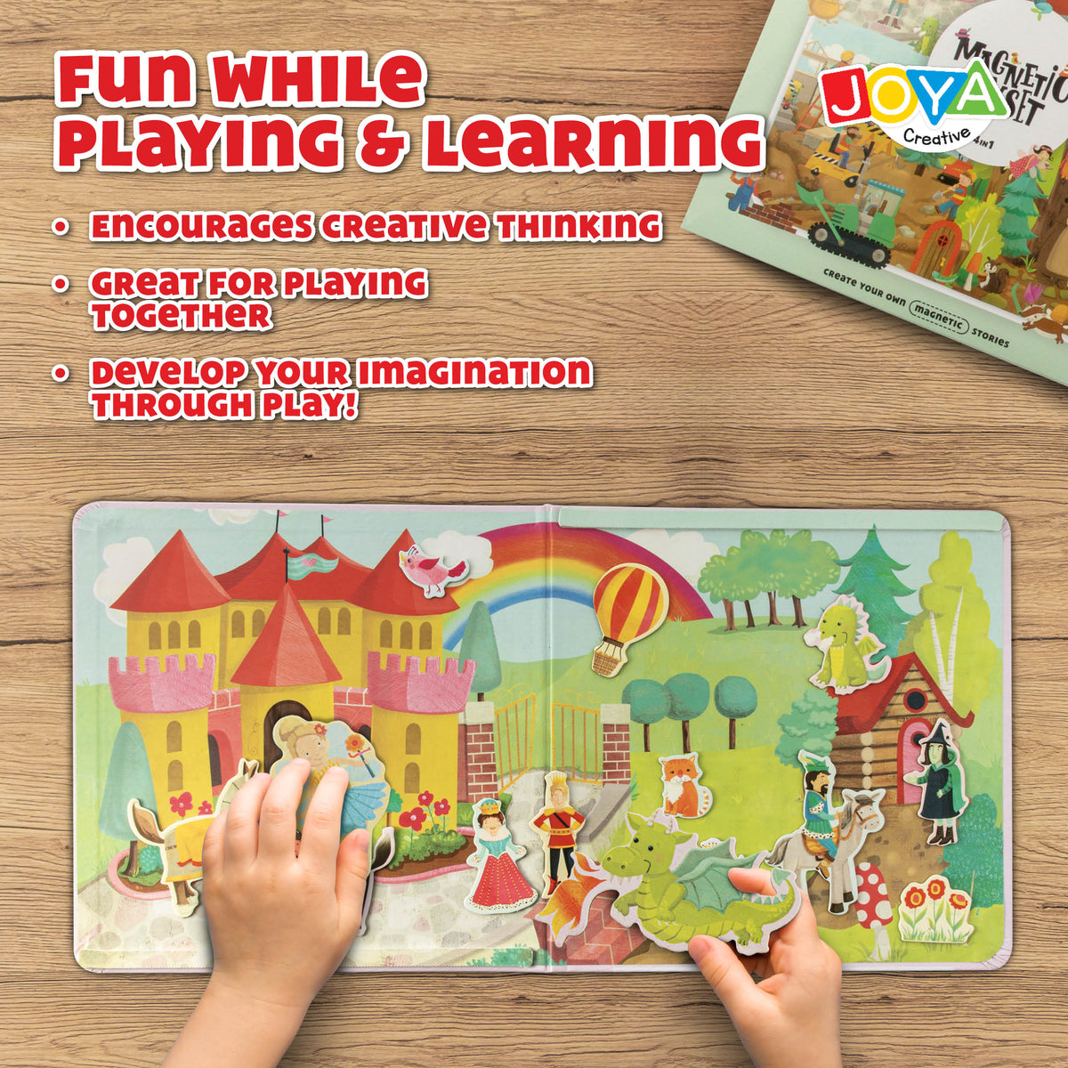 Joya Creative Magnetic Book Set 4-in-1 – Magnetic Game with 150 Magnets, Stories and Animals for Children