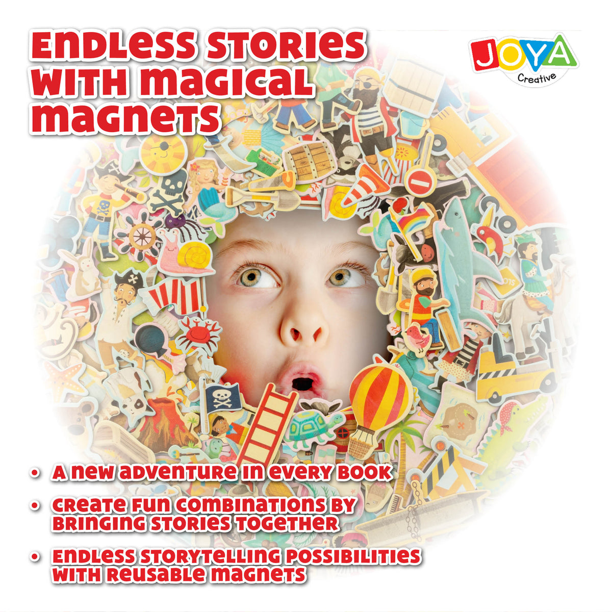 Joya Creative Magnetic Book Set 4-in-1 – Magnetic Game with 150 Magnets, Stories and Animals for Children