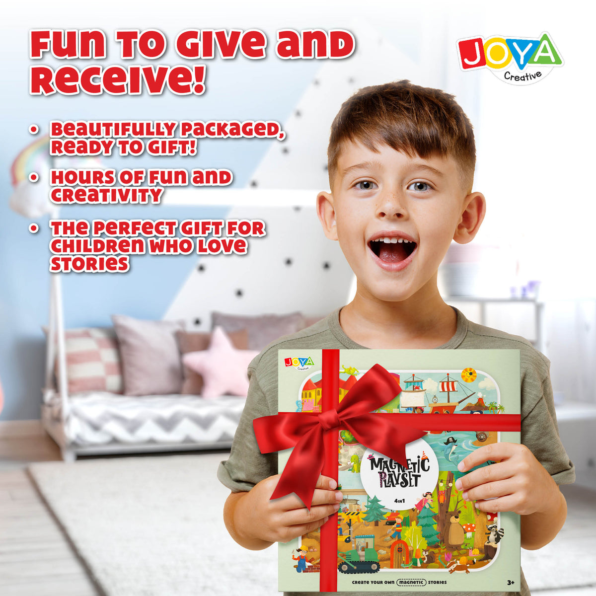 Joya Creative Magnetic Book Set 4-in-1 – Magnetic Game with 150 Magnets, Stories and Animals for Children