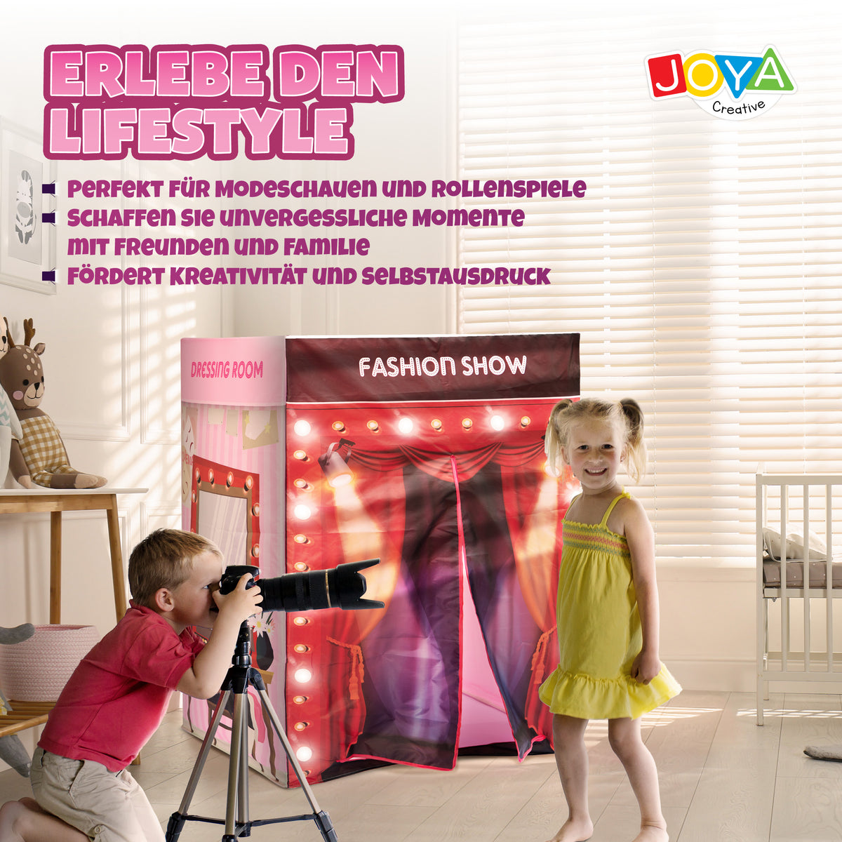 Joya Creative Fashion Show Spielzelt mit LED-Beleuchtung – Glamour-Spielhaus für Mädchen drinnen und draußen