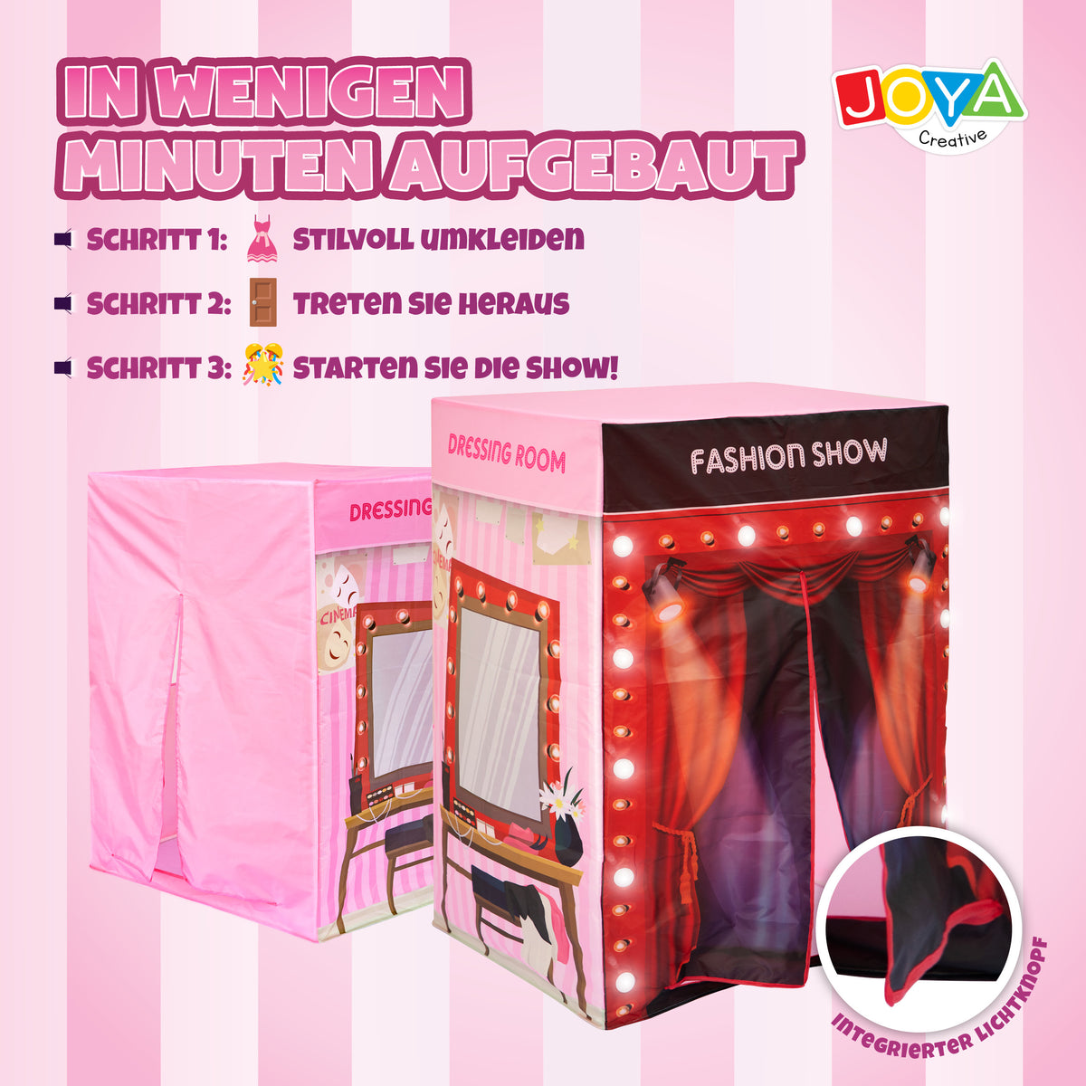 Joya Creative Fashion Show Spielzelt mit LED-Beleuchtung – Glamour-Spielhaus für Mädchen drinnen und draußen