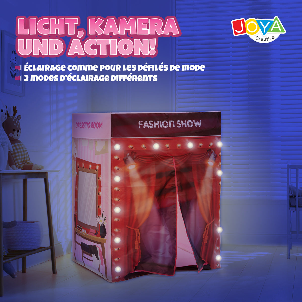 Joya Creative Fashion Show Spielzelt mit LED-Beleuchtung – Glamour-Spielhaus für Mädchen drinnen und draußen
