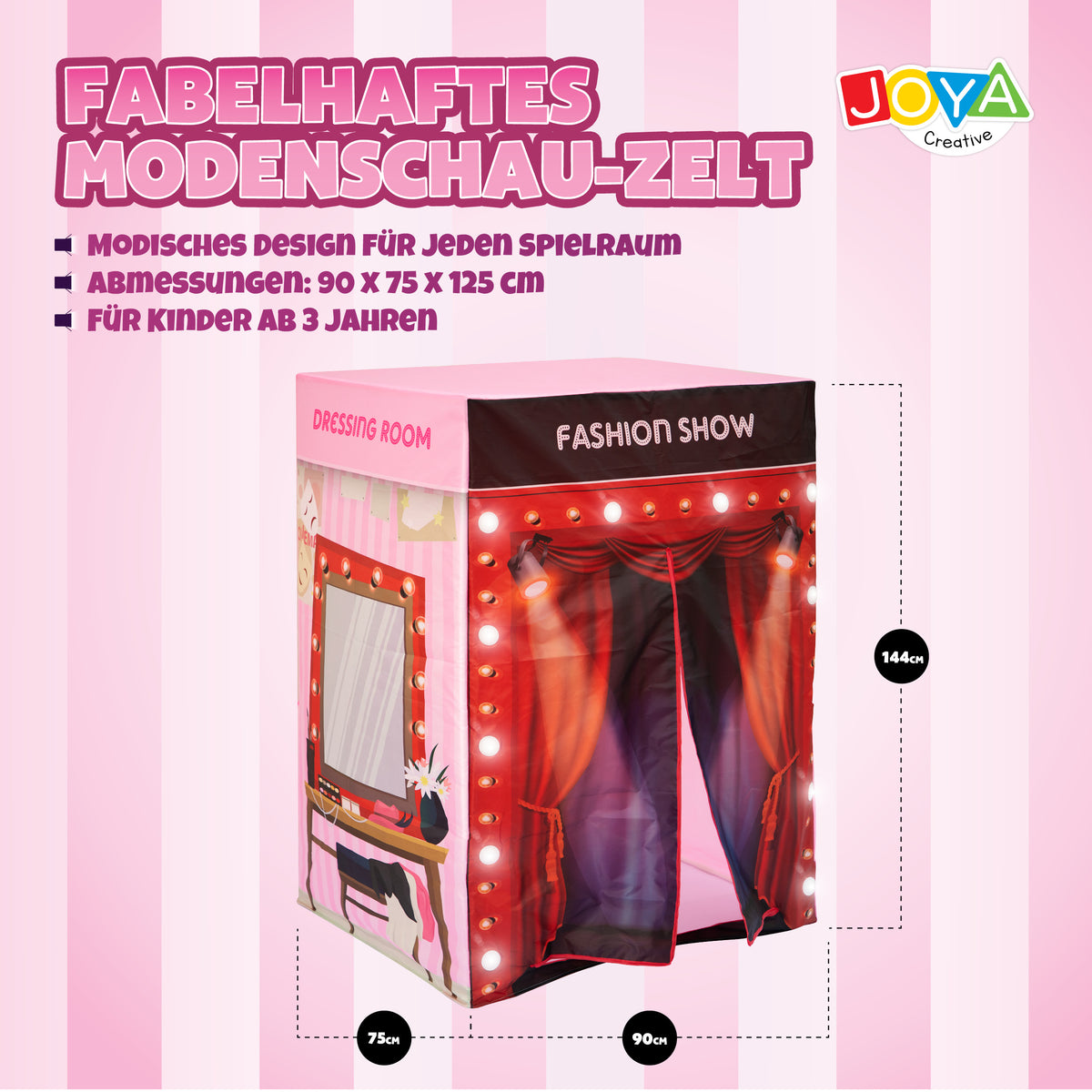 Joya Creative Fashion Show Spielzelt mit LED-Beleuchtung – Glamour-Spielhaus für Mädchen drinnen und draußen
