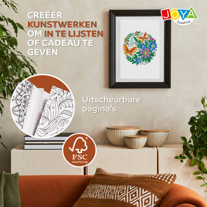 Joya Creative Luxe Kleurboek voor Volwassenen A4 – 300 Kleurplaten met Mandala's, Dieren & Botanische Illustraties