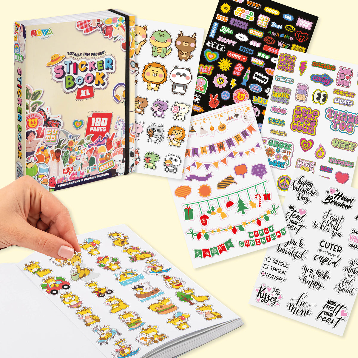 Joya Kreatives Stickerbuch XL – 7.500 Aufkleber für Journaling, Scrapbooking, Bullet Journal und Planer-Dekoration
