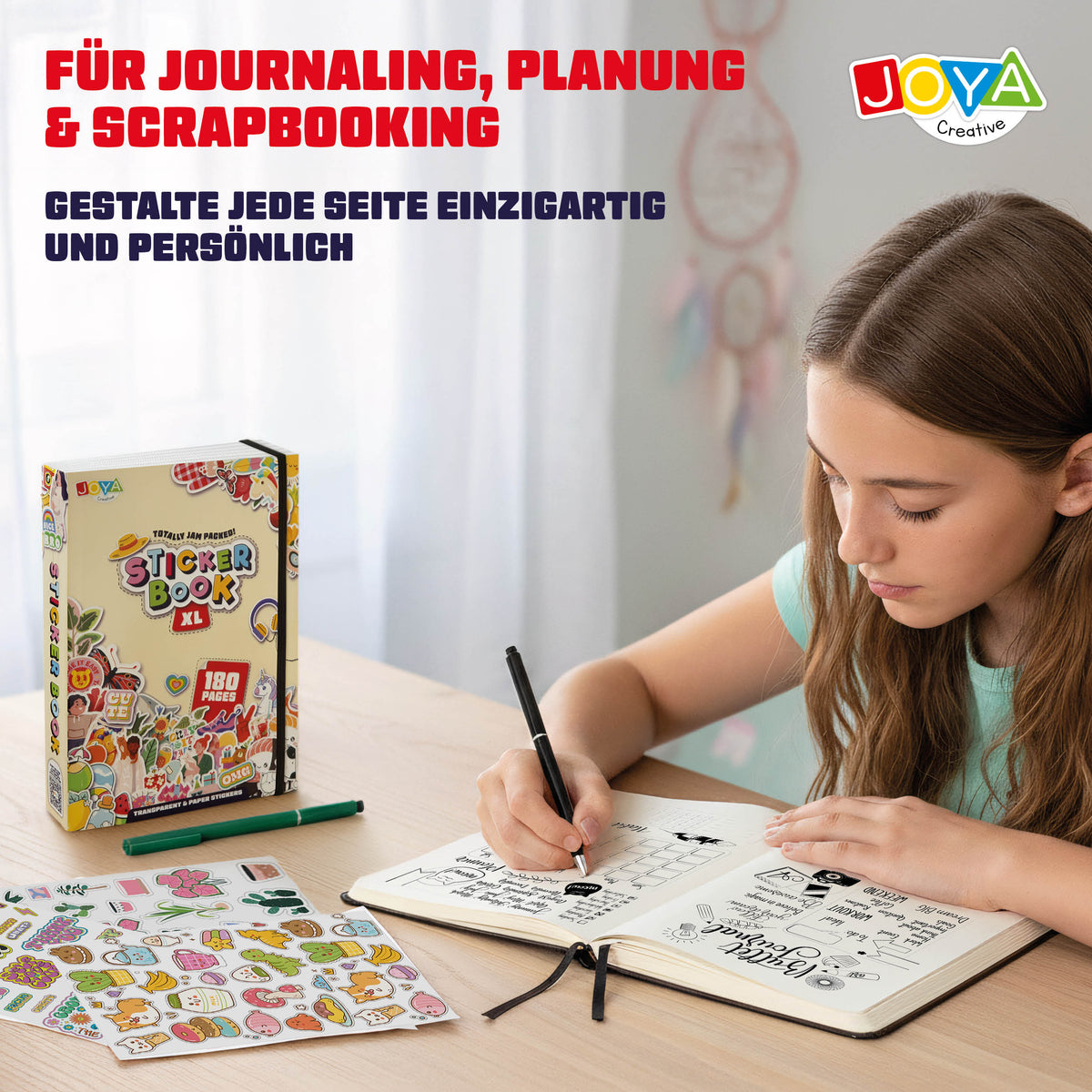 Joya Kreatives Stickerbuch XL – 7.500 Aufkleber für Journaling, Scrapbooking, Bullet Journal und Planer-Dekoration