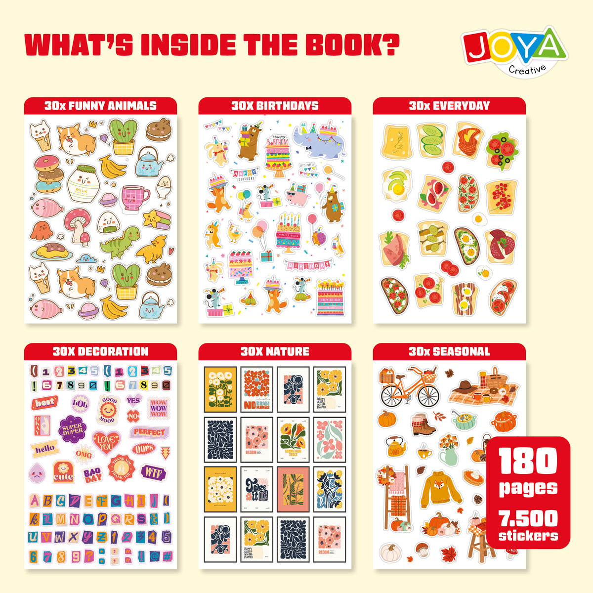 Joya Creative Sticker Book XL – 7,500 Stickers for Journaling, Scrapbooking, Bullet Journal, and Planner Decoration