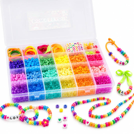 Joya Creative Pony Beads Kralenset 1300 Delig – Armbandjes Maken met Hartjeskralen, Sluitingen en Opbergdoos