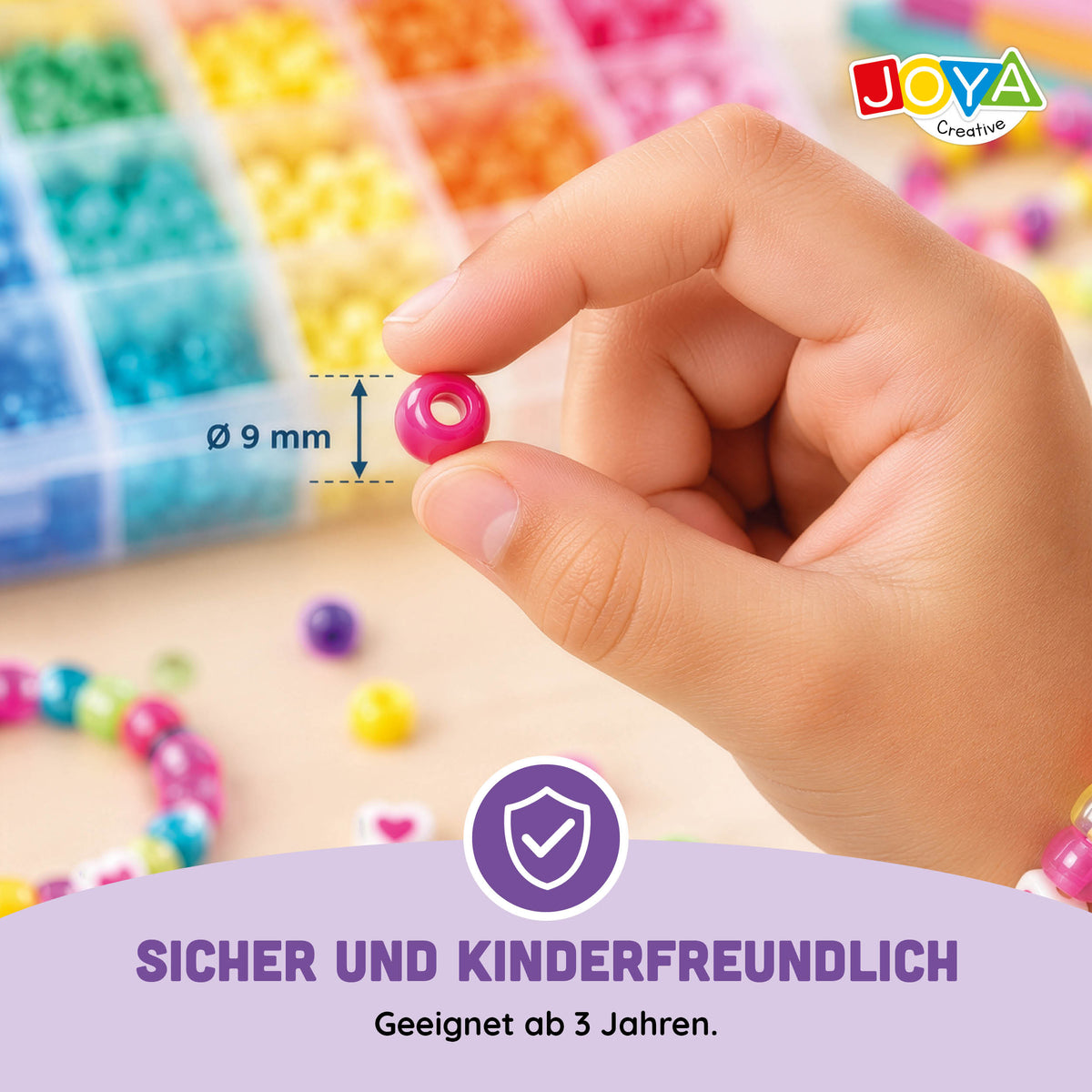 Joya Kreative Pony Perlen Bastelset 1300 Teile – Armbänder Selber Machen mit Herzperlen, Verschlüssen und Aufbewahrungsbox