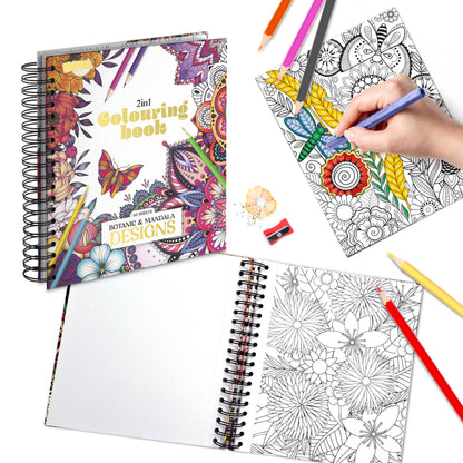 Joya Creative Luxe Kleurboek voor Volwassenen – 60 Botanische en Mandala Kleurplaten met Ringband en Uitscheurbare Pagina's