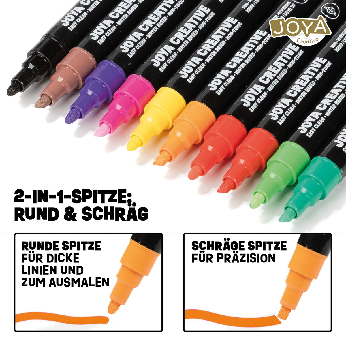 Joya Creative Fensterstifte Set 20-teilig – Abwaschbare Kreidestifte für Fenster, Tafeln und Glas