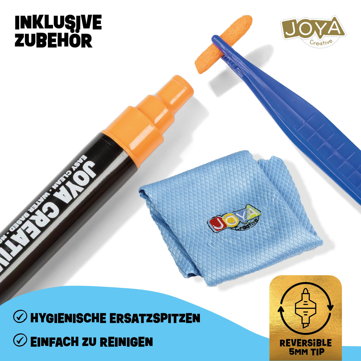 Joya Creative Fensterstifte Set 20-teilig – Abwaschbare Kreidestifte für Fenster, Tafeln und Glas