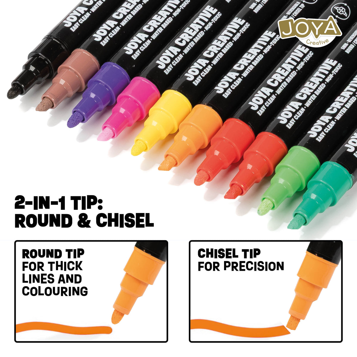 Joya Creative Window Markers Set 20 Pieces – Washable Chalk Markers for Windows, Chalkboards and Glass