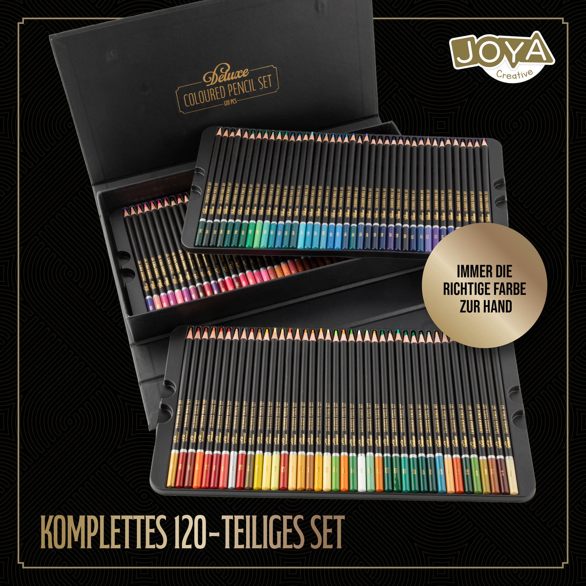 Joya Creative Professionelle Buntstifte Set 120 Farben – Premium Zeichenset für Erwachsene und Kinder in Luxus-Aufbewahrungsbox