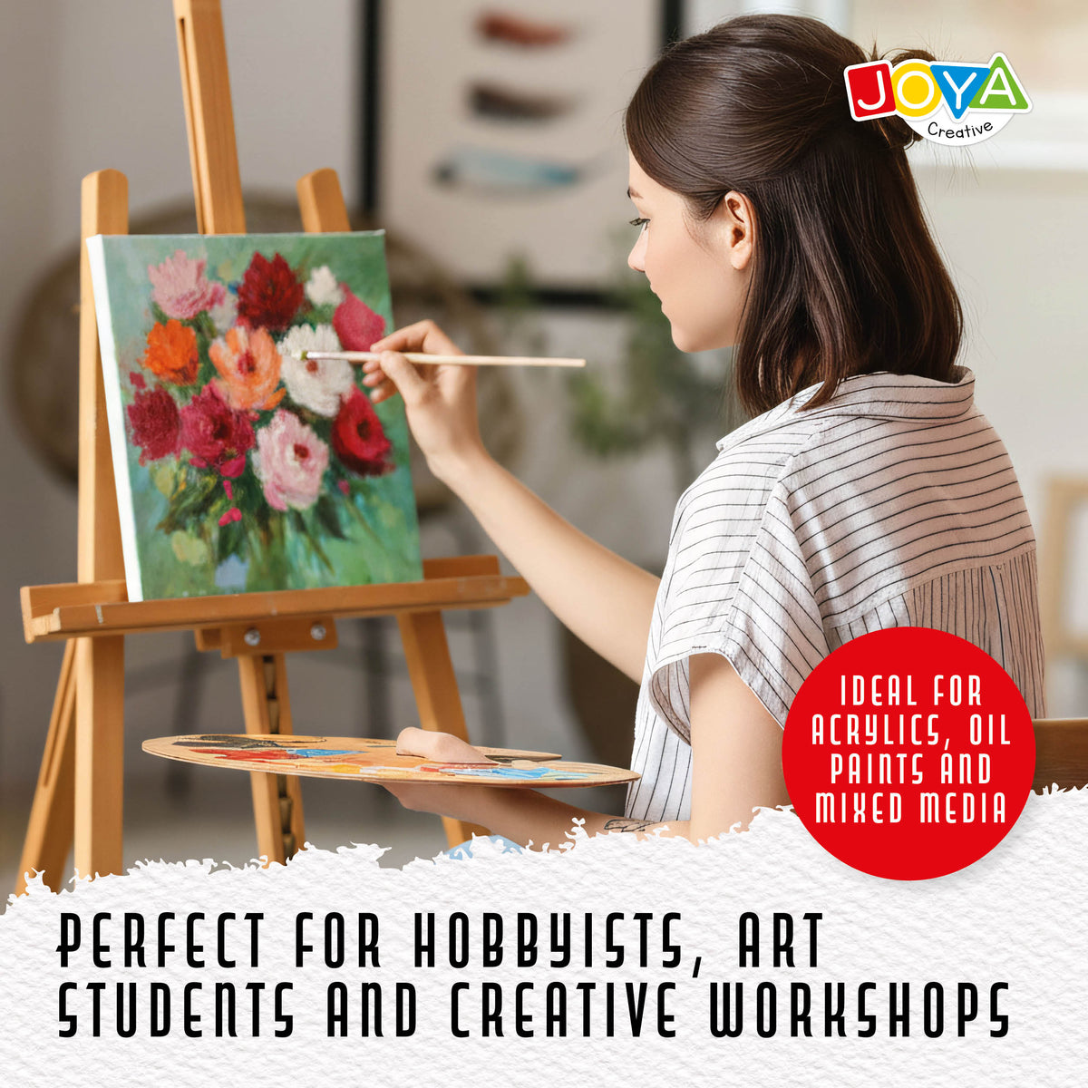 Joya Creative Painting Canvases 20x20 cm – Set of 24 100% Cotton Canvas Boards for Acrylic Paint, Oil Paint, and Hobby Art