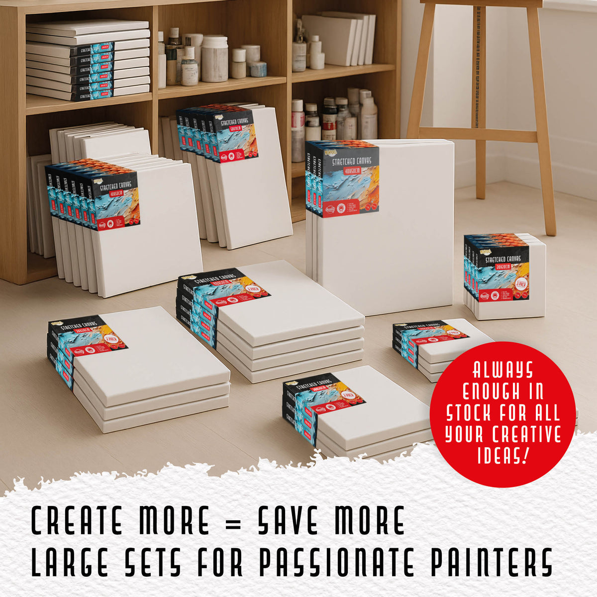 Joya Creative Canvas Boards 30x30 cm – Set of 12 100% Cotton Canvas for Acrylic Paint, Oil Paint, and Painting Techniques