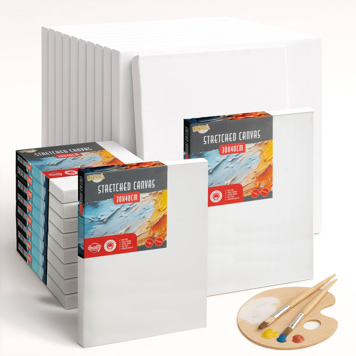 Joya Creative Leinwände 30x40 cm – 12er-Set Leinwände aus 100% Baumwolle für Acrylfarben, Ölfarben und Maltechniken