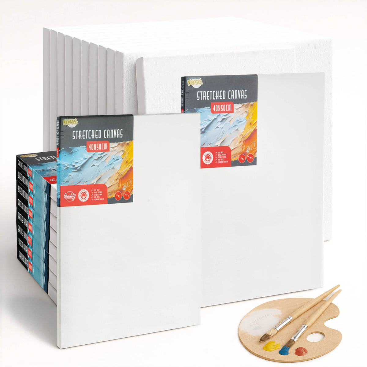 Joya Creative Keilrahmen 40x50 cm – 12er-Set Leinwände aus 100% Baumwolle für Acrylfarbe, Ölfarbe und Maltechniken
