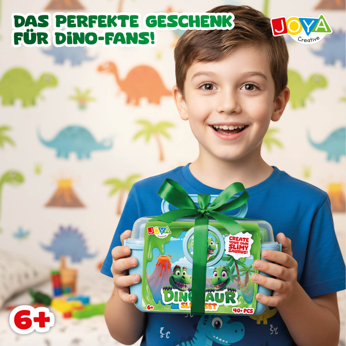 Joya Creative Dino Schleim-Set 40-teilig – Komplettes Schleim-Bastelset für Kinder mit Dinosauriern und Zubehör