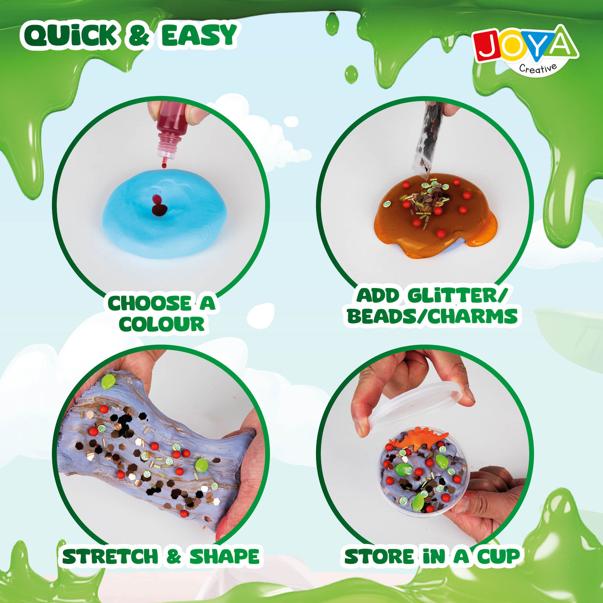 Joya Creative Dino Slime Kit 40 Pieces - Complete Slime Making Set for Kids with Dinosaurs and Accessories