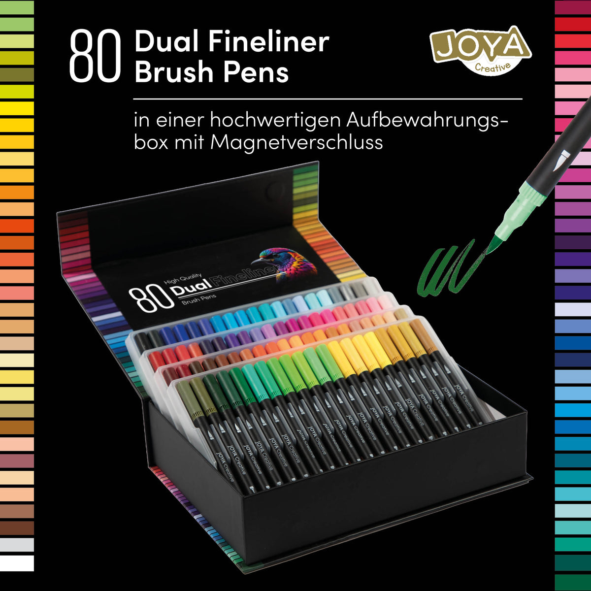 Joya Creative Dual Fineliner & Pinselstifte Set 80-teilig – Filzstifte für Handlettering, Bullet Journaling und Zeichnen