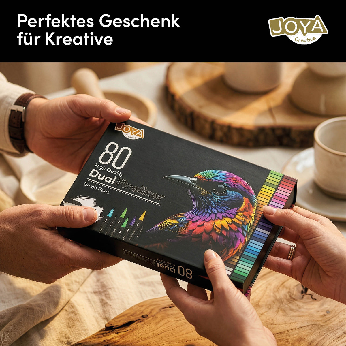 Joya Creative Dual Fineliner & Pinselstifte Set 80-teilig – Filzstifte für Handlettering, Bullet Journaling und Zeichnen