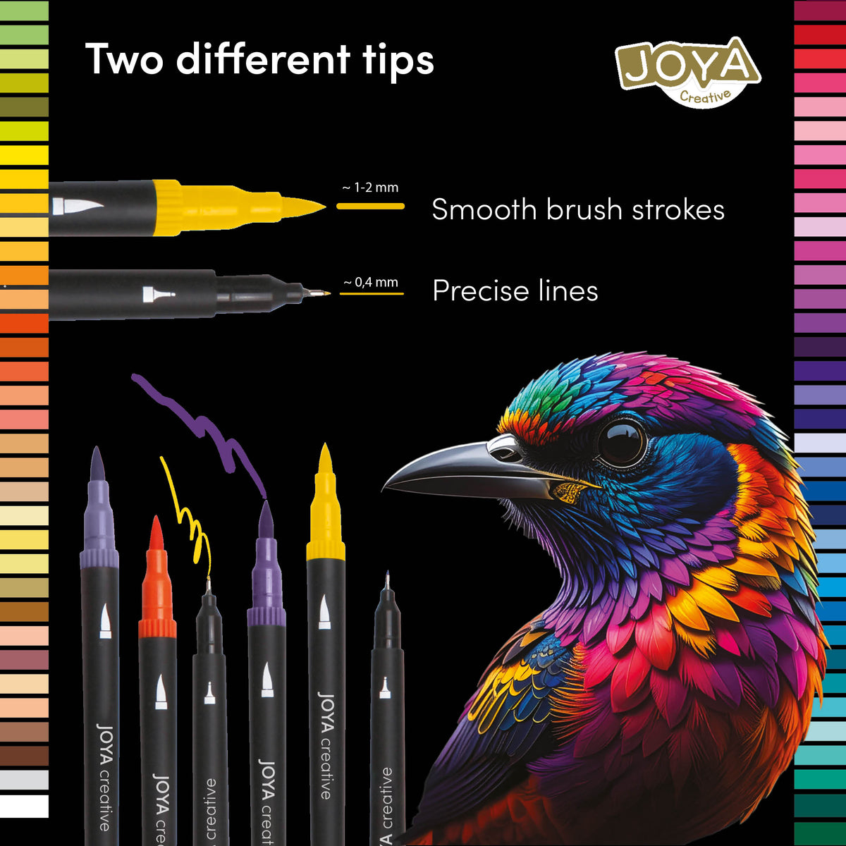 Joya Creative Dual Fineliners & Brush Pens Set 80 Pieces – Markers for Hand Lettering, Bullet Journaling and Drawing