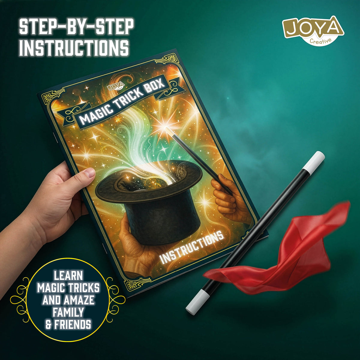 Joya Creative Magic Set with Luxury Velvet Magician's Hat – Complete Magic Kit for Kids including Instruction Book