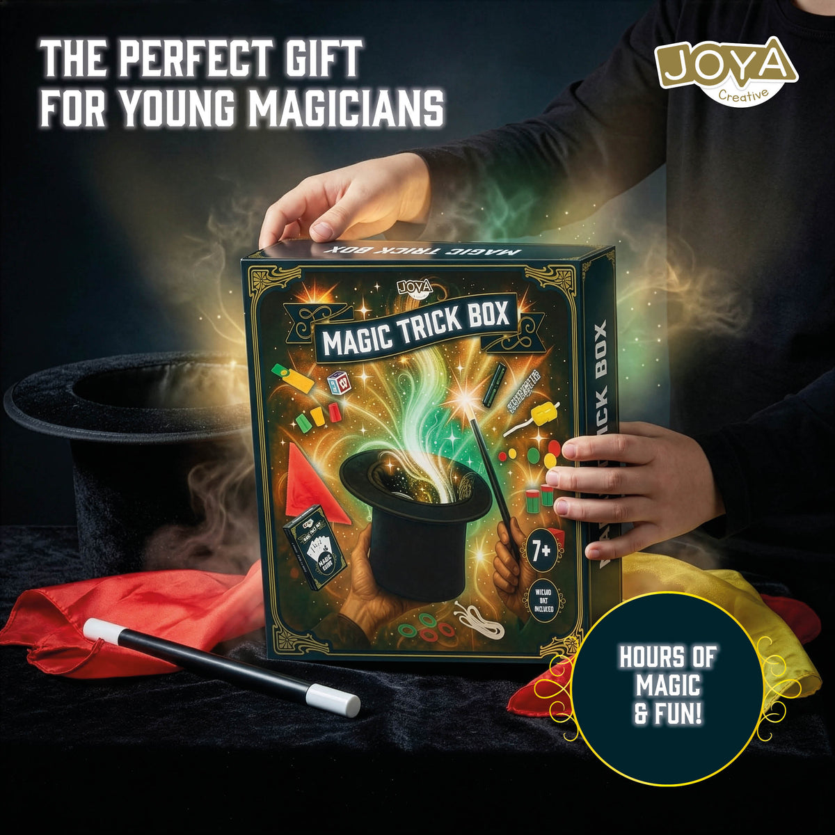 Joya Creative Magic Set with Luxury Velvet Magician's Hat – Complete Magic Kit for Kids including Instruction Book